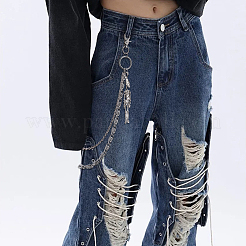 1Pc Alloy Skeleton Charm Double Layer Chains for Jeans Pants&nbsp;AJEW-DC0002-13