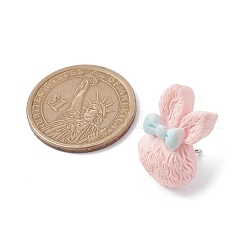 Rabbit with Bowknot Resin Cabochon Map Pins&nbsp;AJEW-TB00012-03