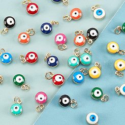 40Pcs 10 Colors Real 18K Gold Plated Plated Brass Enamel Beads&nbsp;KK-NB0001-45