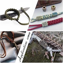 3Pcs 3 Colors Outdoor EDC Tool Brass Parachute Rope European Beads&nbsp;KK-NB0003-59
