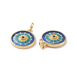 Flat Round Brass Micro Pave Cubic Zirconia Charms&nbsp;KK-G435-33G-01