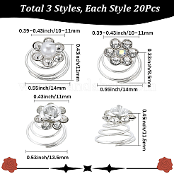 60Pcs 3 Styles Spiral Hair Pin Coil Iron Hair Accessories&nbsp;OHAR-SP0001-10B