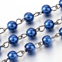 Handmade Glass Pearl Beaded Chains for Necklaces Bracelets Making&nbsp;AJEW-JB00133