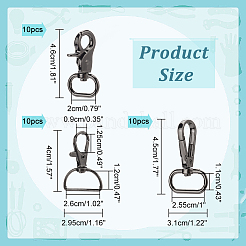 30Pcs 3 Styles Zinc Alloy Swivel Lobster Claw Clasps&nbsp;FIND-WR0009-68B