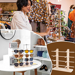 2-Row 8-Slot Wooden Eyeglasses Organizer Display Stands&nbsp;ODIS-WH0070-76