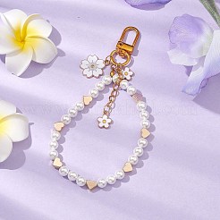Shell Pearl Beads Strap & Flower Alloy Enamel Pendant Decorations&nbsp;HJEW-JM02019