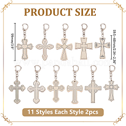 22Pcs 11 Styles Cross Wood Pendant Decorations&nbsp;KEYC-WR00003