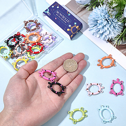 26Pcs 13 Colors Spray Printed Alloy Spring Gate Rings&nbsp;FIND-SC0022-40