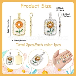 2Pcs 2 Colors Brass Enamel Pendants&nbsp;KK-YW0004-61