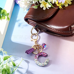 Alloy Resin Heart Keychains&nbsp;KEYC-TADJ0002-01G-C