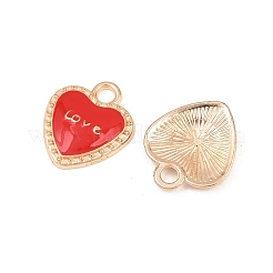 Red Love Heart Alloy Enamel Pendants&nbsp;PALLOY-A024-03KCG
