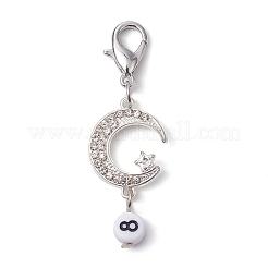 10Pcs 10 Style Moon Sun Alloy Rhinestone Pendant Locking Stitch Markers with Acrylic Number&nbsp;HJEW-JM01482