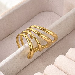 304 Stainless Steel Multi-layer Cuff Rings for Women&nbsp;RJEW-G338-16G