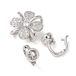 Brass Micro Pave Clear Cubic Zirconia Fold Over Clasps&nbsp;KK-D259-04P