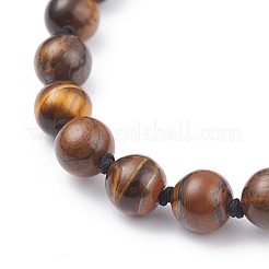 8mm Round Natural Tiger Eye Braided Beads Bracelet&nbsp;BJEW-JB07083-01
