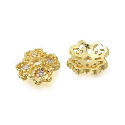Flower Brass Micro Pave Cubic Zirconia Bead Caps&nbsp;KK-K300-01D-G