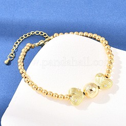 Brass Micro Pave Clear Cubic Zirconia Round Beaded Bracelets&nbsp;BJEW-F528-05G