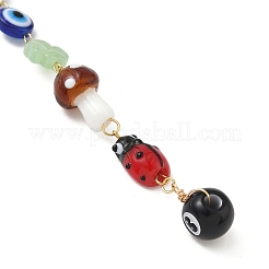 Mushroom & Evil Eye Handmade Lampwork Beads and Acrylic Pendant Decorations&nbsp;HJEW-JM04046-01