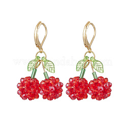 Acrylic Glass Cherry Leverback Earrings&nbsp;EJEW-MZ00444