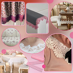 Polyester Flower Lace Ribbon&nbsp;OCOR-WH0105-156C