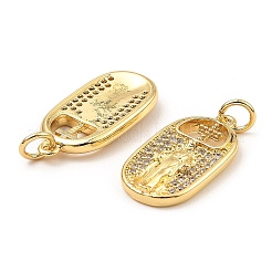 Rack Plating Brass Micro Pave Clear Cubic Zirconia Pendants&nbsp;KK-M253-01G