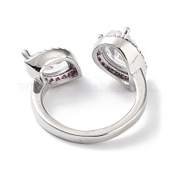 Horse Eye & Teardrop Rack Plating Brass Micro Pave Cubic Zirconia Open Rings&nbsp;RJEW-D020-08P