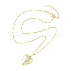 Brass Micro Pave Clear Cubic Zirconia Satellite Chain Locket Pendant Necklaces for Women&nbsp;NJEW-M009-03G-A