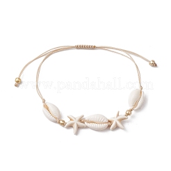 Synthetic Turquoise Beads with Natural Mixed Cowrie Shell Beads Anklet&nbsp;AJEW-AN00577-01