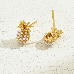 Elegant Pineapple Brass Stud Earrings&nbsp;DF3598