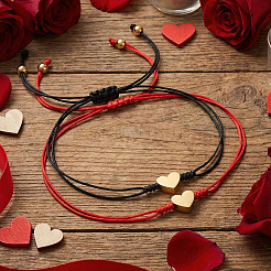 2Pcs Heart 304 Stainless Steel Bead Braided Bead Bracelets&nbsp;LR5598-3