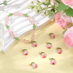 8Pcs Brass Enamel Peach Charms&nbsp;KK-BBC0025-20