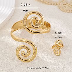 Spiral Alloy Cuff Bangle & Cuff Rings Sets&nbsp;FS-WG54C48-01