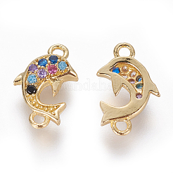 Brass Micro Pave Cubic Zirconia Links&nbsp;ZIRC-L075-44G
