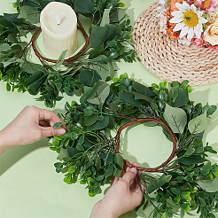 2Pcs Cloth Artificial Leaf Candle Rings Wreath&nbsp;AJEW-SP0004-47A