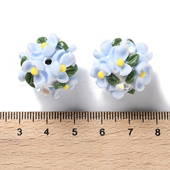 Luminous Polymer Clay Rhinestone Floral Ball Beads&nbsp;CLAY-U002-01C