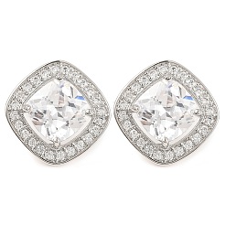 Cubic Zirconia Rhombus Stud Earrings&nbsp;EJEW-I304-15P