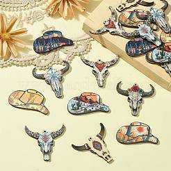18Pcs 9 Styles Wooden Pendants&nbsp;WOOD-CJ0002-13
