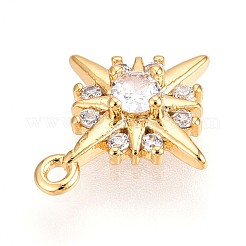 Brass Micro Pave Clear Cubic Zirconia Pendants&nbsp;KK-T075-24G