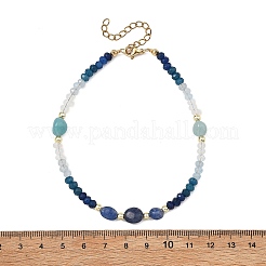 Dyed Natural Malaysia Jade & Blue Aventurine & Amazonite Beads Beaded Anklets for Women&nbsp;AJEW-AN00832-03
