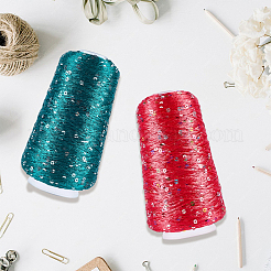 2 Rolls 2 Colors Polyester Sparkle Sequin Yarn&nbsp;OCOR-CY0002-52A
