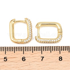 Rectangle Brass Clear Cubic Zirconia Stud Earrings&nbsp;EJEW-A156-12A-G