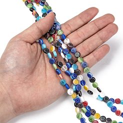 Flat Round Handmade Millefiori Glass Beads&nbsp;LK-R004-50