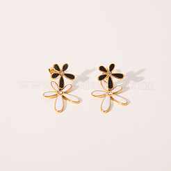 Stylish Flower Stainless Steel Dangle Stud Earrings&nbsp;TE8091