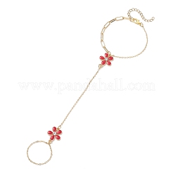 Alloy Enamel Flower Link Ring Bracelets&nbsp;BJEW-JB13261