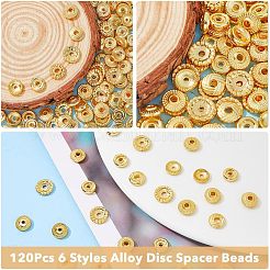 120Pcs 6 Styles Rack Plating Alloy Spacer Beads&nbsp;KK-FH0004-68