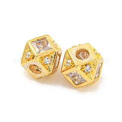 Brass Micro Pave Clear Cubic Zirconia Beads&nbsp;KK-B096-21G