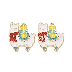 Christmas Theme Rack Plating Alloy Enamel Pendants&nbsp;PALLOY-O109-34LG