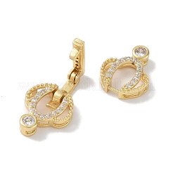 Rack Plating Brass Micro Pave Clear Cubic Zirconia Fold Over Clasps&nbsp;KK-NH0002-03F-G