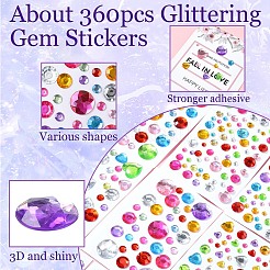 8 Sheets 4 Styles Acrylic Rhinestone Self-Adhesive Stickers&nbsp;AJEW-YW0001-32
