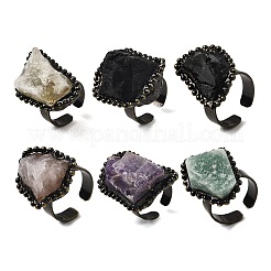 Natural Gemstone Irregular Nugget Open Cuff Rings&nbsp;G-A278-03AB